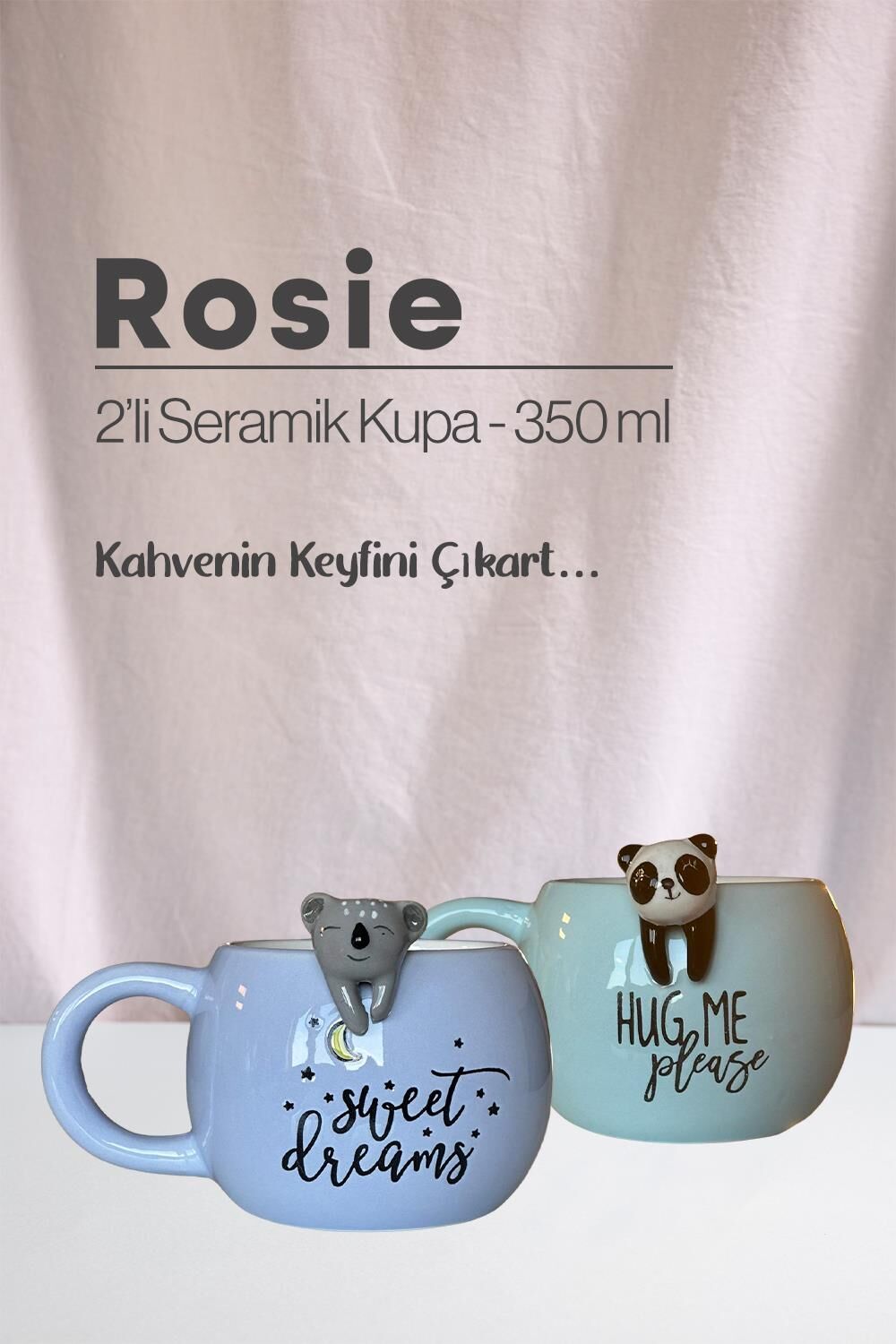 Koala ve Panda Figürlü Seramik Kupa 350 ml