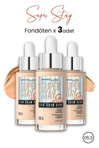 Maybelline Super Stay 24H Skin Tint Fondöten 05.5 30 ml  x 3 Adet