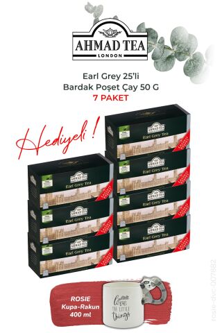 Earl Grey 25'li Bardak Poşet Çay 50 G, 7 paket ve Rakun Kupa