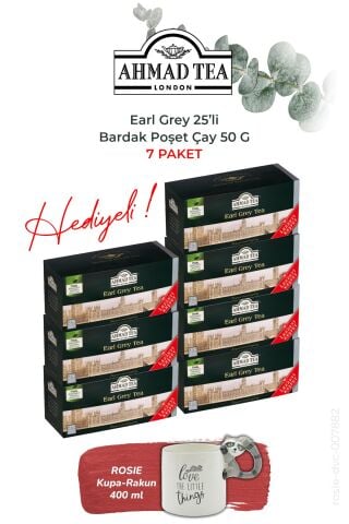 Earl Grey 25'li Bardak Poşet Çay 50 G, 7 paket ve Rakun Kupa