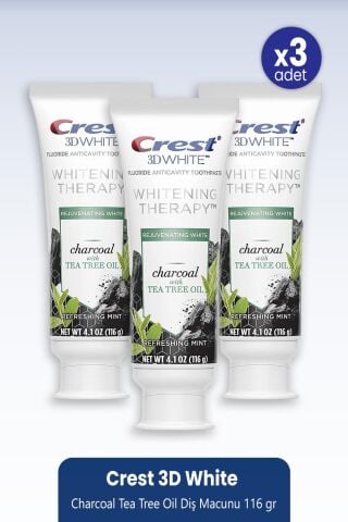 Crest 3D White Charcoal Tea Tree Oil Diş Macunu 116 gr x 3 Adet