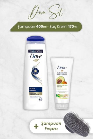 Dove Şampuan Yoğun Onarıcı, Nemlendirici Krem ve Şampuan Fırçası