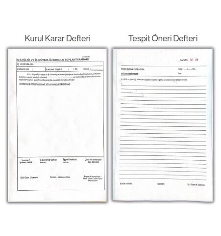 Düvenci İş Sağlığı Güvenliği Kurul Karar, Tespit Öneri, İşe Giriş Muayene ve Gelir Gider Defteri