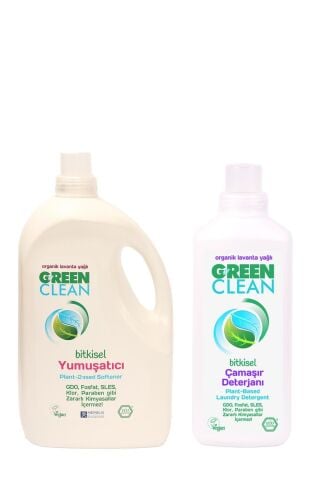 Green Clean Organik Çamaşır Deterjanı 1000 ml ve Çamaşır Yumuşatıcı 2750 ml Set