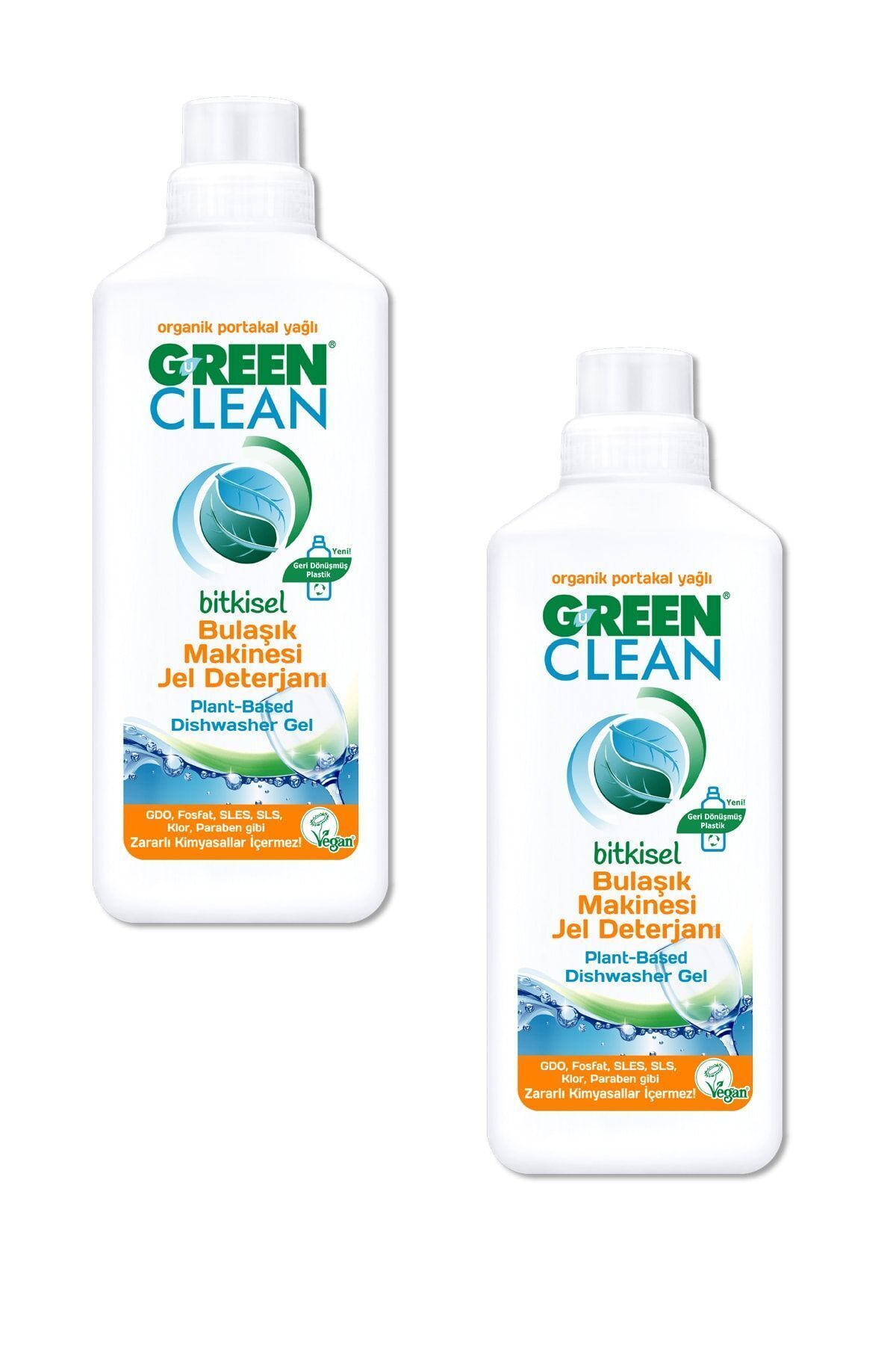 Green Clean Organik Portakal Yağlı Bitkisel Jel Bulaşık Makinesi Deterjanı 1000 ml 2'li