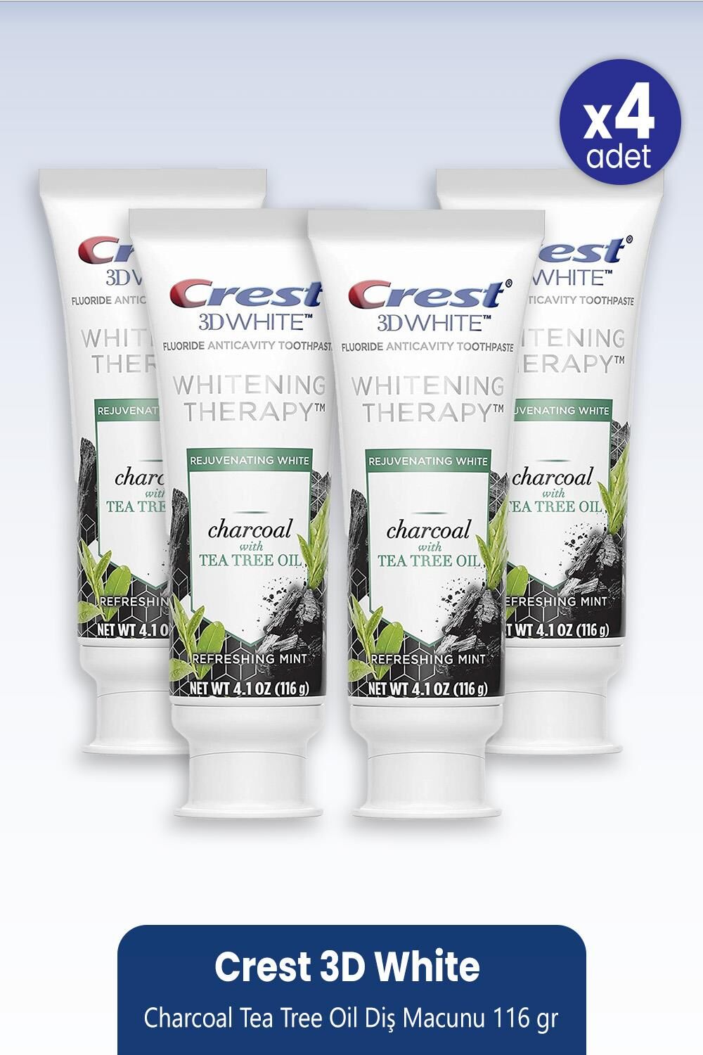 Crest 3D White Charcoal Tea Tree Oil Diş Macunu 116 gr x 4 Adet