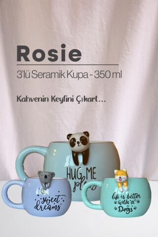 Koala, Panda ve Köpek Seramik Kupa 350 ml