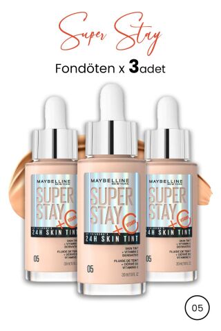 Maybelline Super Stay 24H Skin Tint Fondöten 05 30 ml  x 3 Adet