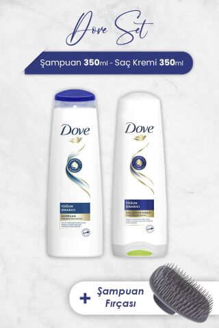 Dove Yoğun Onarıcı Şampuan 350 ml, Krem 350 ml ve Şampuan Fırçası