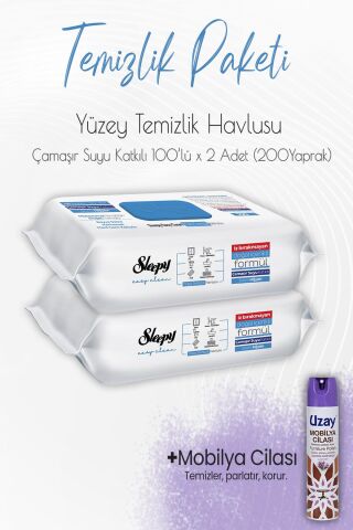 Düvenci Temizlik Paketi 5 (Çamaşır Suyu Temizlik Havlusu 200 yaprak ve Mobilya Cilası)