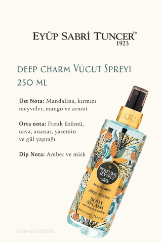 3 Adet Eyüp Sabri Tuncer Deep Charm Vücut Spreyi 250 ml ve ROSIE Pamuk 60'lı