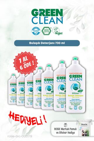 Green Clean Elde Bulaşık Det. 730 ml 7 AL 6 ÖDE ve Rosie Hediye