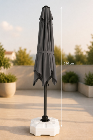 Alubrella Kare Antrasit 200x200 cm, 8 telli Güneş Şemsiyesi