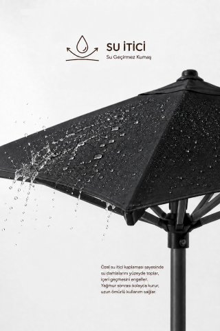 Alubrella Kare Antrasit 200x200 cm, 8 telli Güneş Şemsiyesi