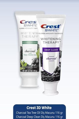 Crest 3D White Charcoal Deep 116gr & Charcoal Tea Tree Oil 116 gr Diş Macunu