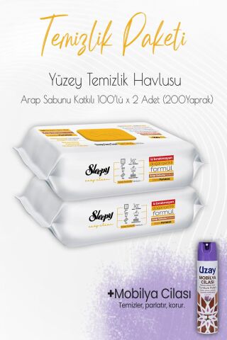 Düvenci Temizlik Paketi 6 (Arap Sabunu Temizlik Havlusu 200 Yaprak ve Mobilya Cilası)
