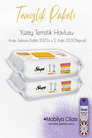 Düvenci Temizlik Paketi 6 (Arap Sabunu Temizlik Havlusu 200 Yaprak ve Mobilya Cilası)