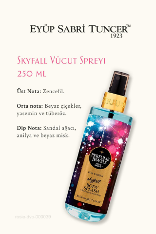 3 Adet Eyüp Sabri Tuncer Skyfall Vücut Spreyi 250 ml ve ROSIE Temizleme Pamuğu