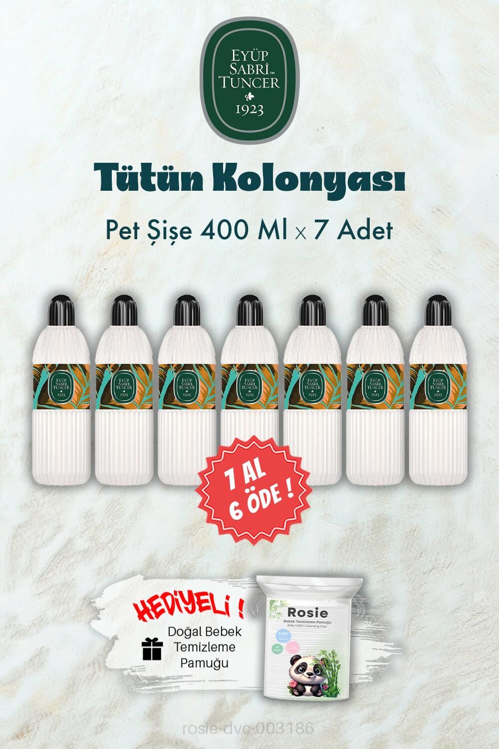 400 ML Pet Şişe Tütün Kolonyası 7 AL 6 ÖDE ve ROSIE Hediye