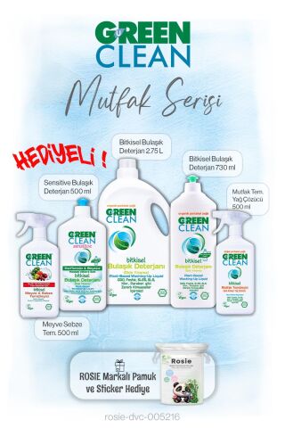 Green Clean Mutfak Temizlik Serisi 5'li ve Rosie pamuk hediye