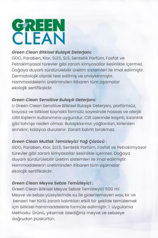 Green Clean Mutfak Temizlik Serisi 5'li ve Rosie pamuk hediye