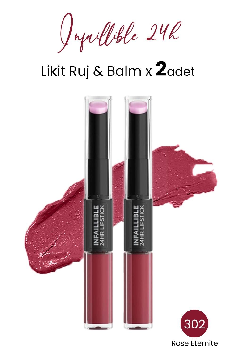 Loreal Paris Infaillible 24H Likit Ruj & Balm 302 Rose Eternite x 2 Adet