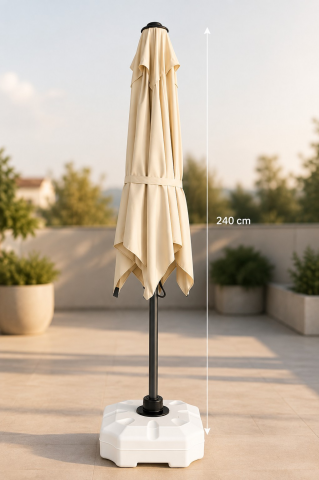 Alubrella Kare Krem 200x200 cm, 8 telli Güneş Şemsiyesi