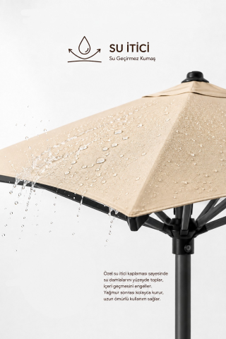 Alubrella Kare Krem 200x200 cm, 8 telli Güneş Şemsiyesi