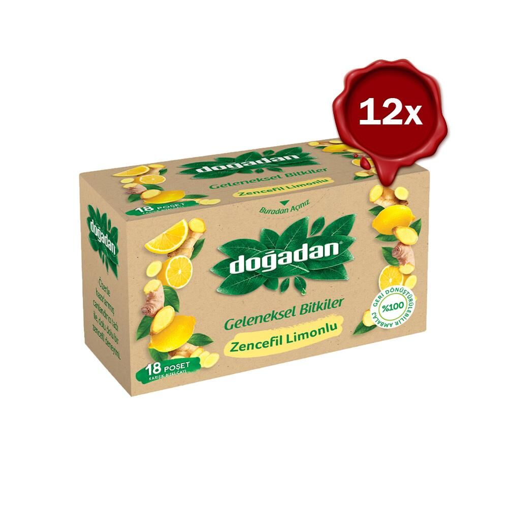 Doğadan Zencefil Limonlu Bitki Çayı 18'li x 12 Adet