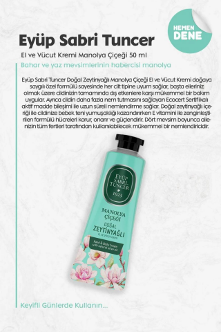 Eyüp Sabri Tuncer El ve Vücut Kremi Manolya Çiçeği 50 ml ve %100 Pamuk ROSIE