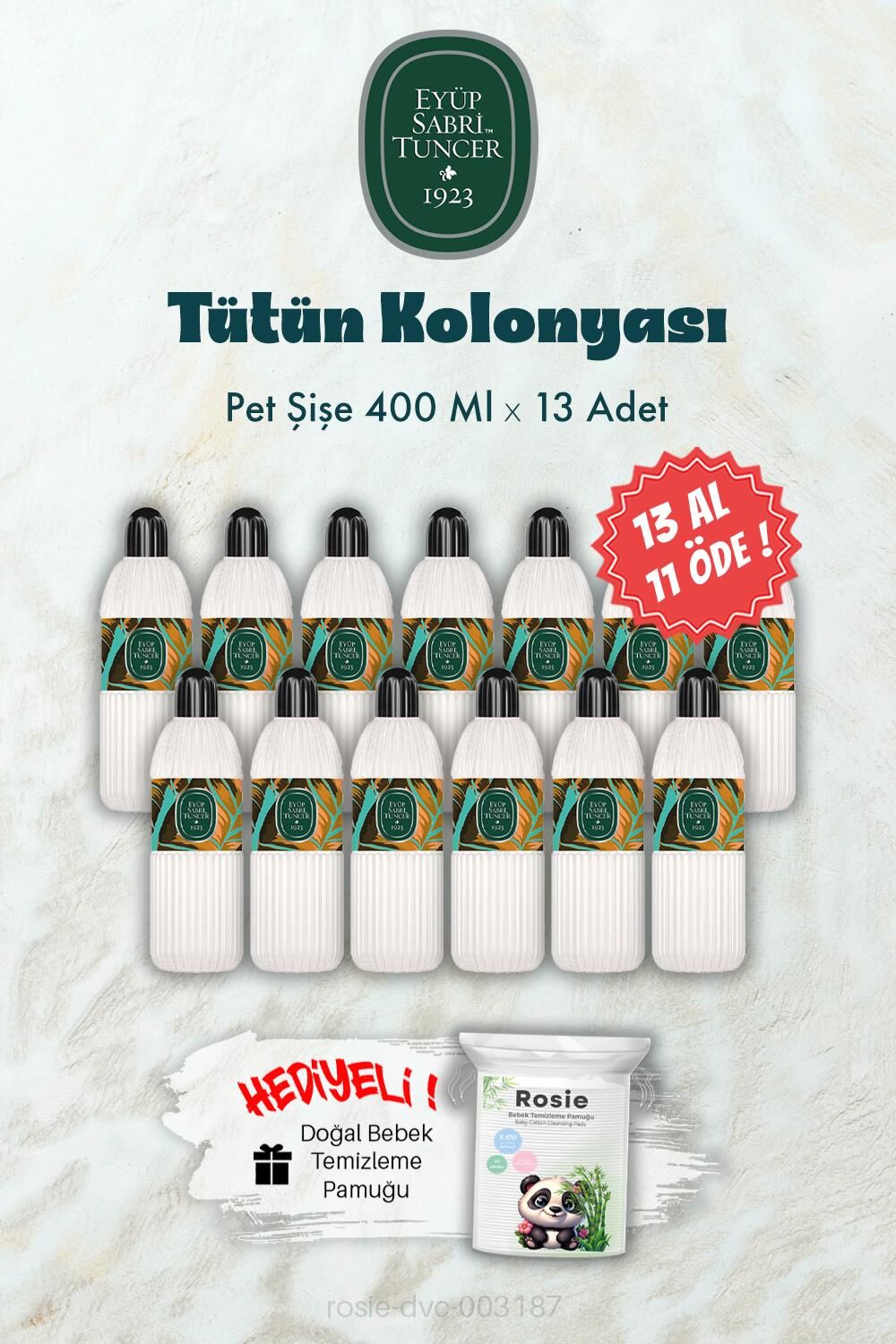 400 ML 13 AL 11 ÖDE Pet Şişe Tütün Kolonyası ve ROSIE Hediye