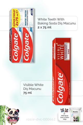Colgate With Baking Soda 2 x 75 ml, Visible White 75 ml Diş Macunu ve ROSIE