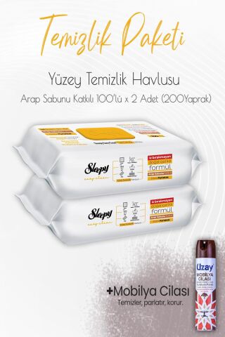 Düvenci Temizlik Paketi 9 (Arap Sabunu Temizlik Havlusu 200 Yaprak ve Mobilya Cilası)