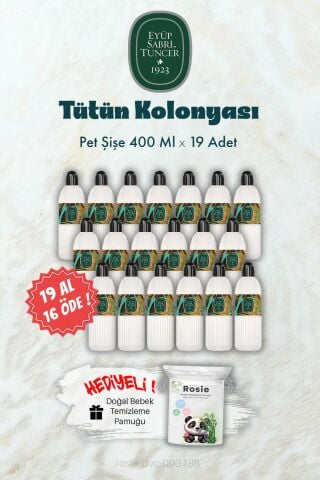 Pet Şişe Tütün Kolonyası 19 AL 16 ÖDE 400 ML ve ROSIE Hediye