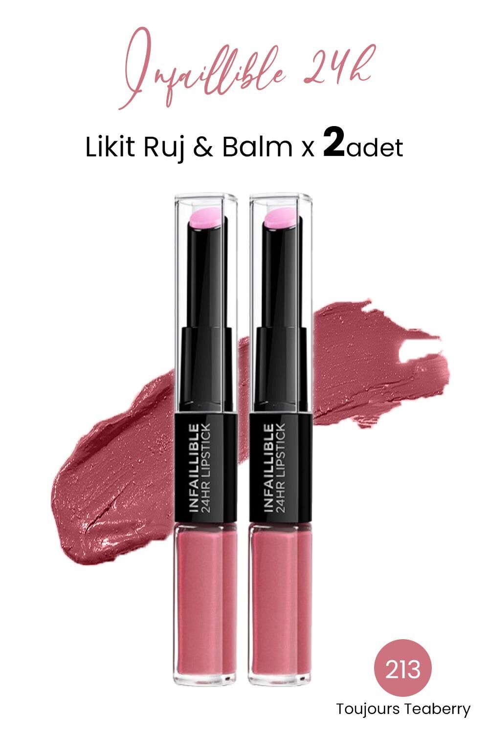 Loreal Paris Infaillible 24H Likit Ruj & Balm 213 Toujours Teaberry x 2 Adet