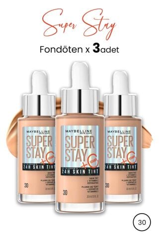 Maybelline Super Stay 24H Skin Tint Fondöten 30 30 ml  x 3 Adet
