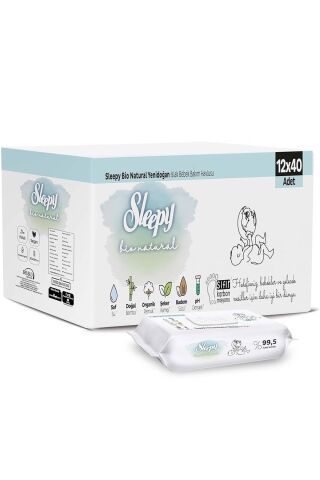 Sleepy Islak Havlu Bio Natural 40'lı (12 Li Set) 480 Yaprak
