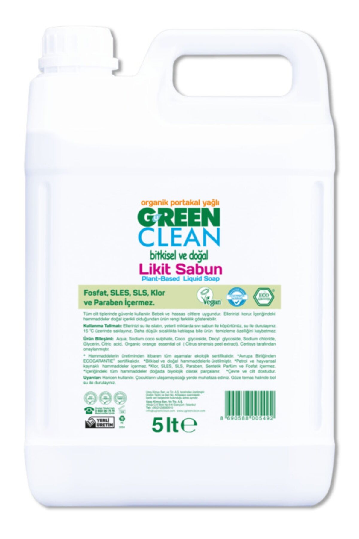 Green Clean Bitkisel Likit Sabun Portakal yağlı 5 L