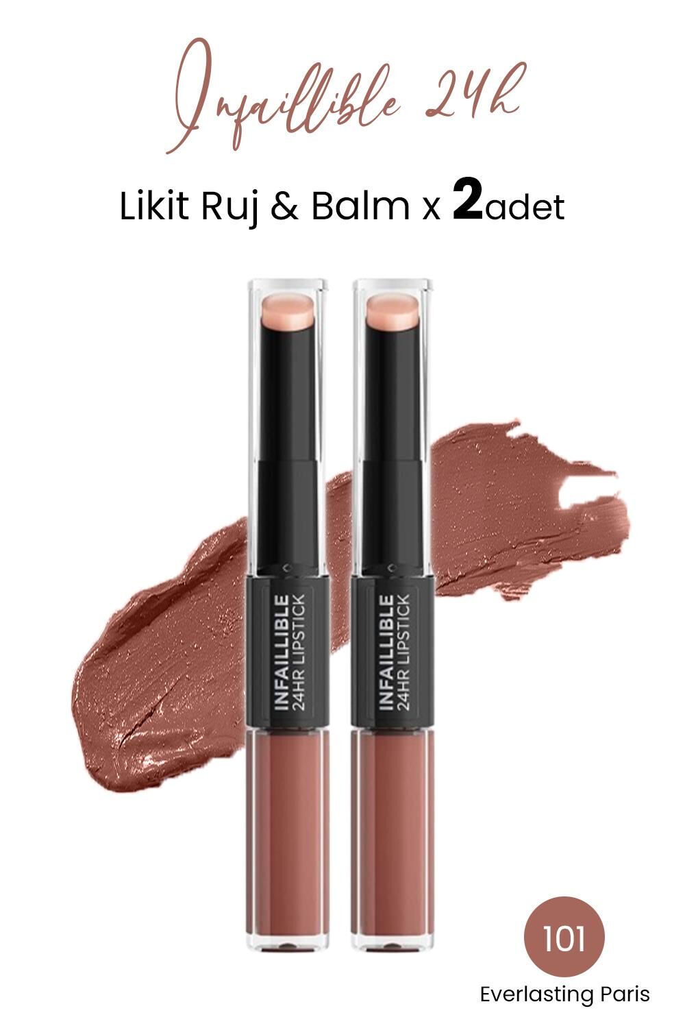 Loreal Paris Infaillible 24H Likit Ruj & Balm 101 Everlasting Paris x 2 Adet