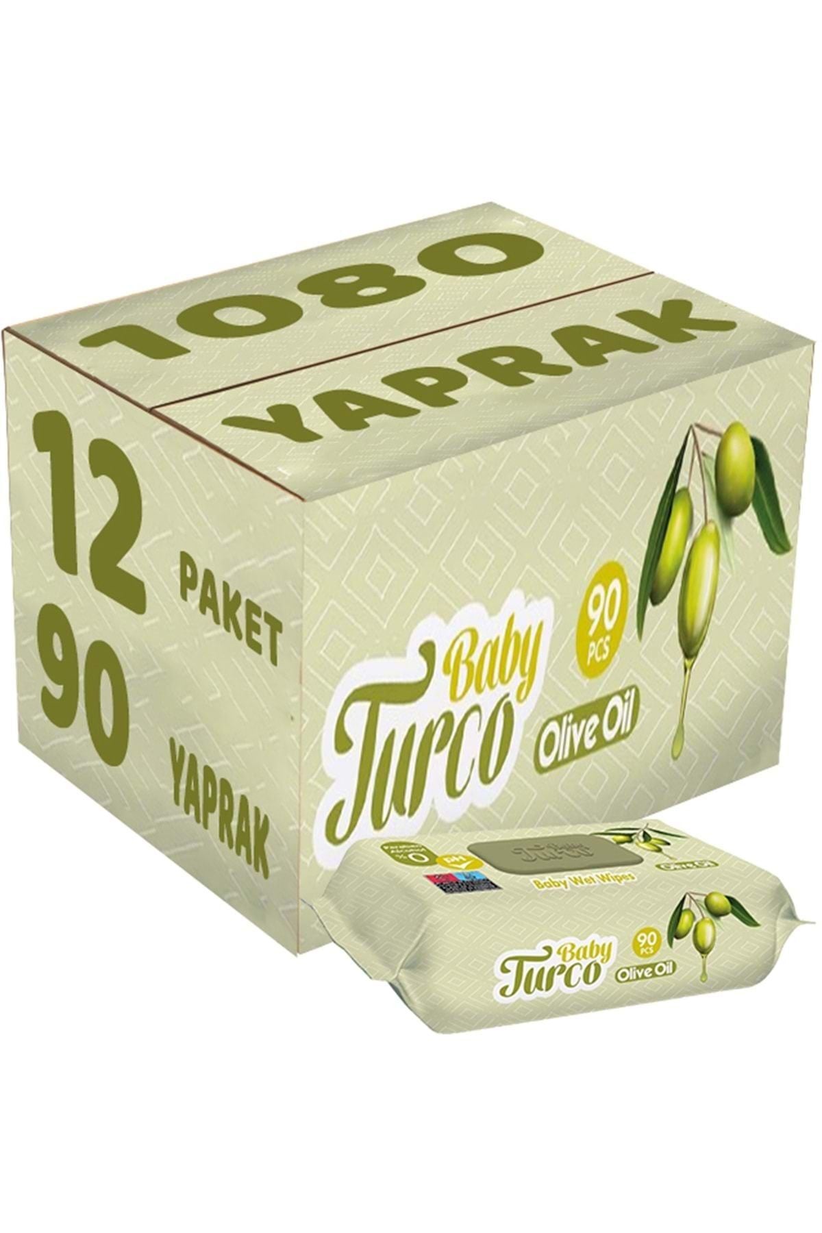 Baby Turco Islak Havlu Mendil 90 Yaprak Zeytinyağlı 12 Li Set 1080 Yaprak