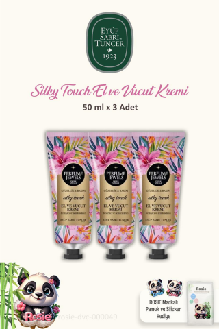 Eyüp Sabri Tuncer 3 'lü Pj El Ve Vücut Kremi Silky Touch Tüp 50 Ml ve %100 Pamuk ROSIE