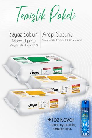 Düvenci Temizlik Paketi 14 (2 adet 100'lü, 1 Adet 80' li Mop Uyumlu ve Toz Kovar)