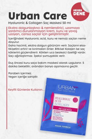 Urban Care Hyaluronic & Collagen Saç Maskesi 50 ml
