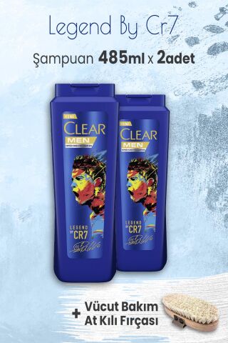 Clear Legend By Cristiano Ronaldo 485 ml x 2 Adet ve Vücut Bakım At Kılı Fırçası