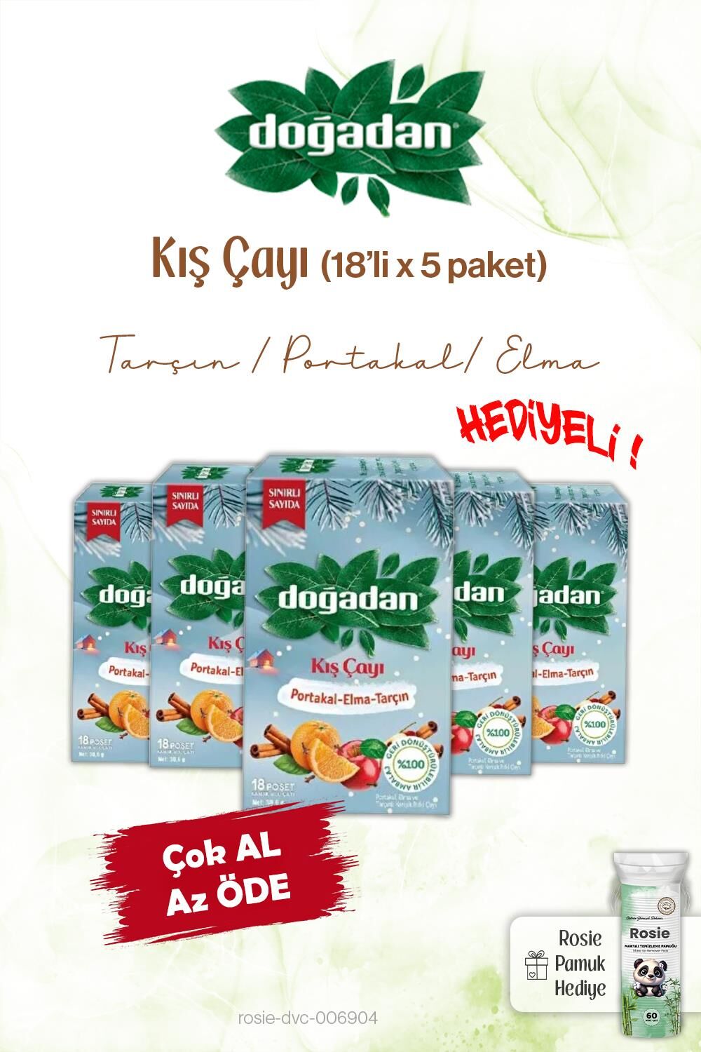 Doğadan Kış Poşet Çay 18'li, 5 Paket ve Rosie