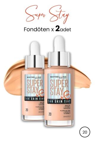 Maybelline Super Stay 24H Skin Tint Fondöten 20 30 ml  x 2 Adet