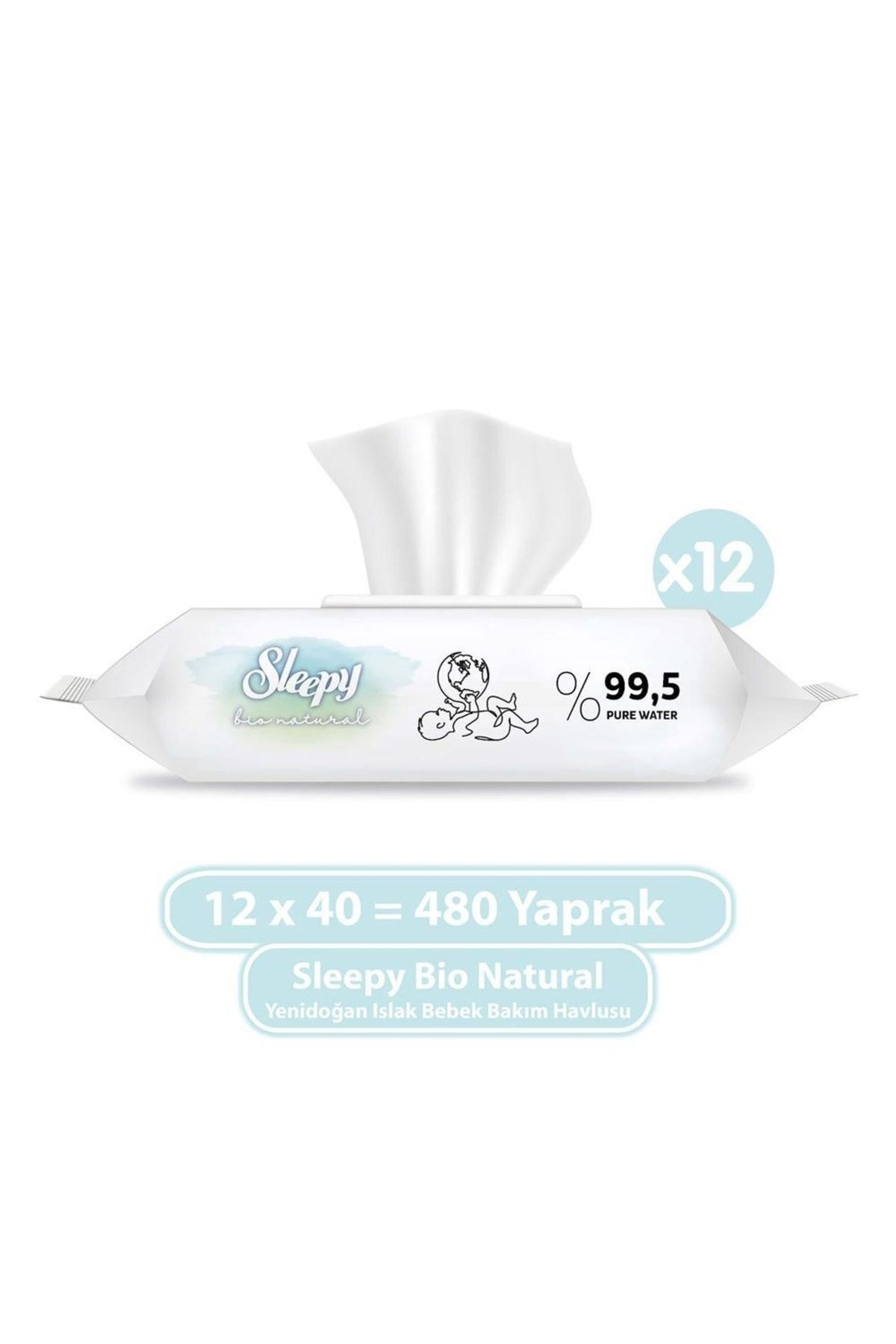 Sleepy Islak Mendil Bio Natural (480 Yaprak) 12x40