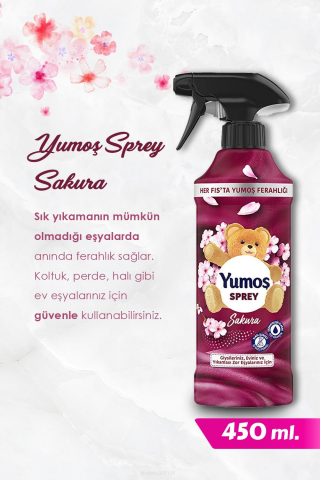 Yumoş Sakura Sprey, 5 AL 4 Öde 450 ml, Pamuk Hediyeli