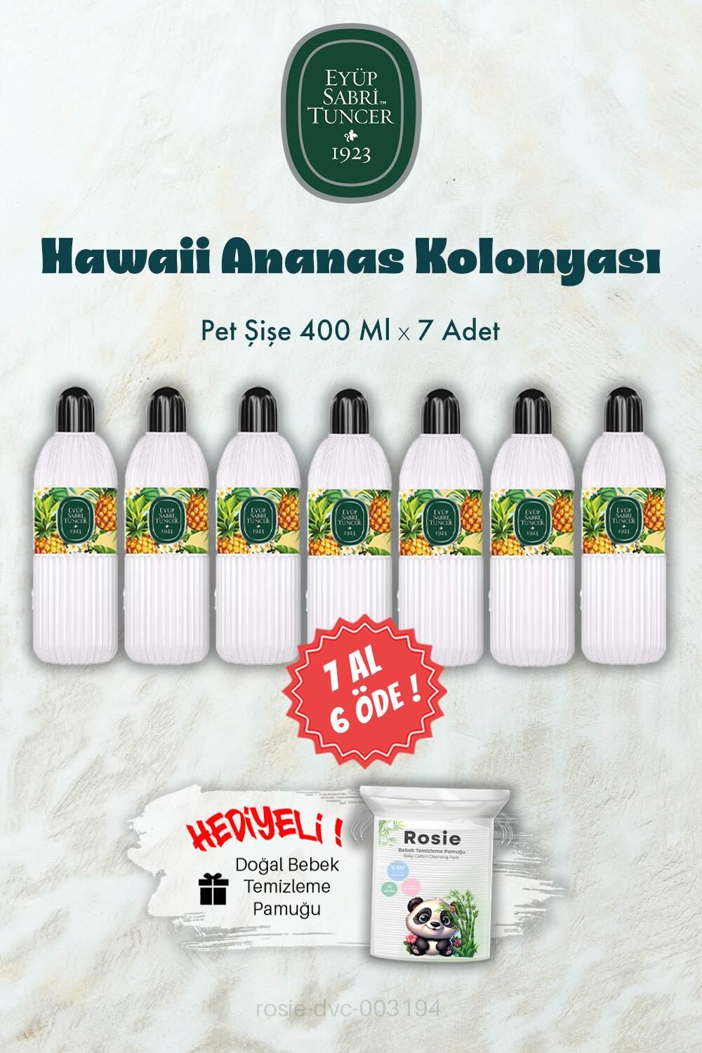 400 ML Hawaii Ananas Kolonyası 7 AL 6 ÖDE ve ROSIE Hediye