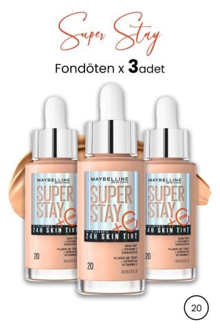 Maybelline Super Stay 24H Skin Tint Fondöten 20 30 ml  x 3 Adet